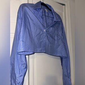 Pinstripe Open Back Crop Shirt